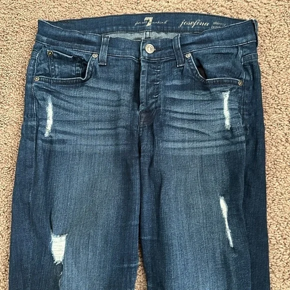 7 for all mankind josephina skinny boyfriend dark wash distressed jeans size 25 - Picture 3 of 14